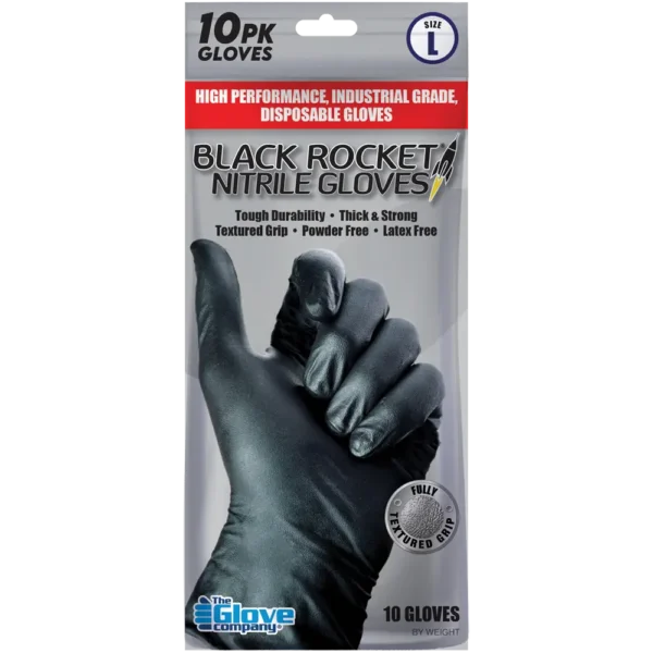 Black Rocket Nitrile Disposable Gloves (5 Pairs)